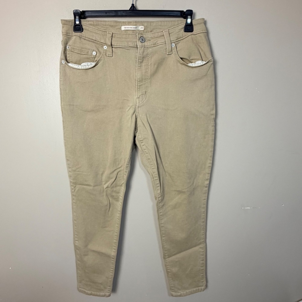 Levi's Women 721 High Rise Skinny Jeans 33 Tan Khaki Stretch Denim Pants